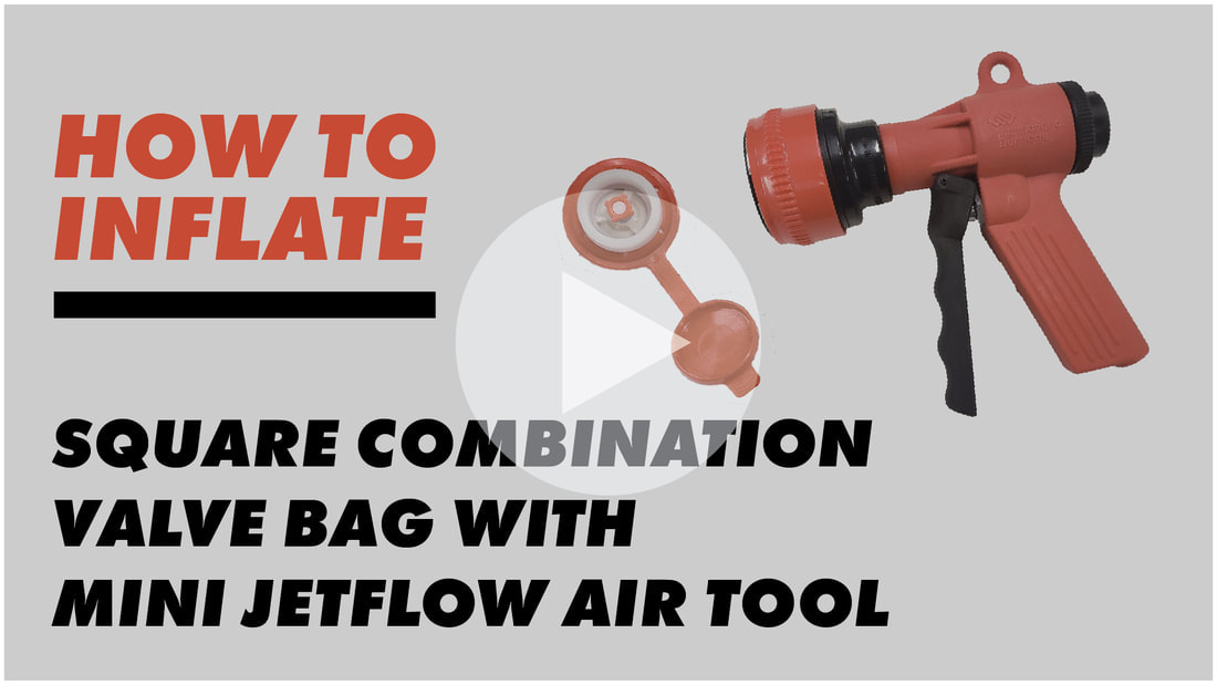 inflating the Square Combination Valve Bag ​with the Mini Jetflow Air Tool